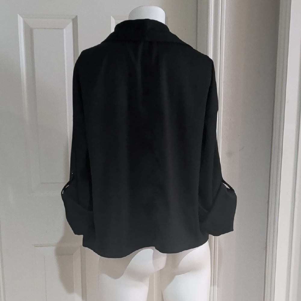MAX STUDIO Black Open Drape Lapel Blazer Jacket XL - Picture 2 of 9